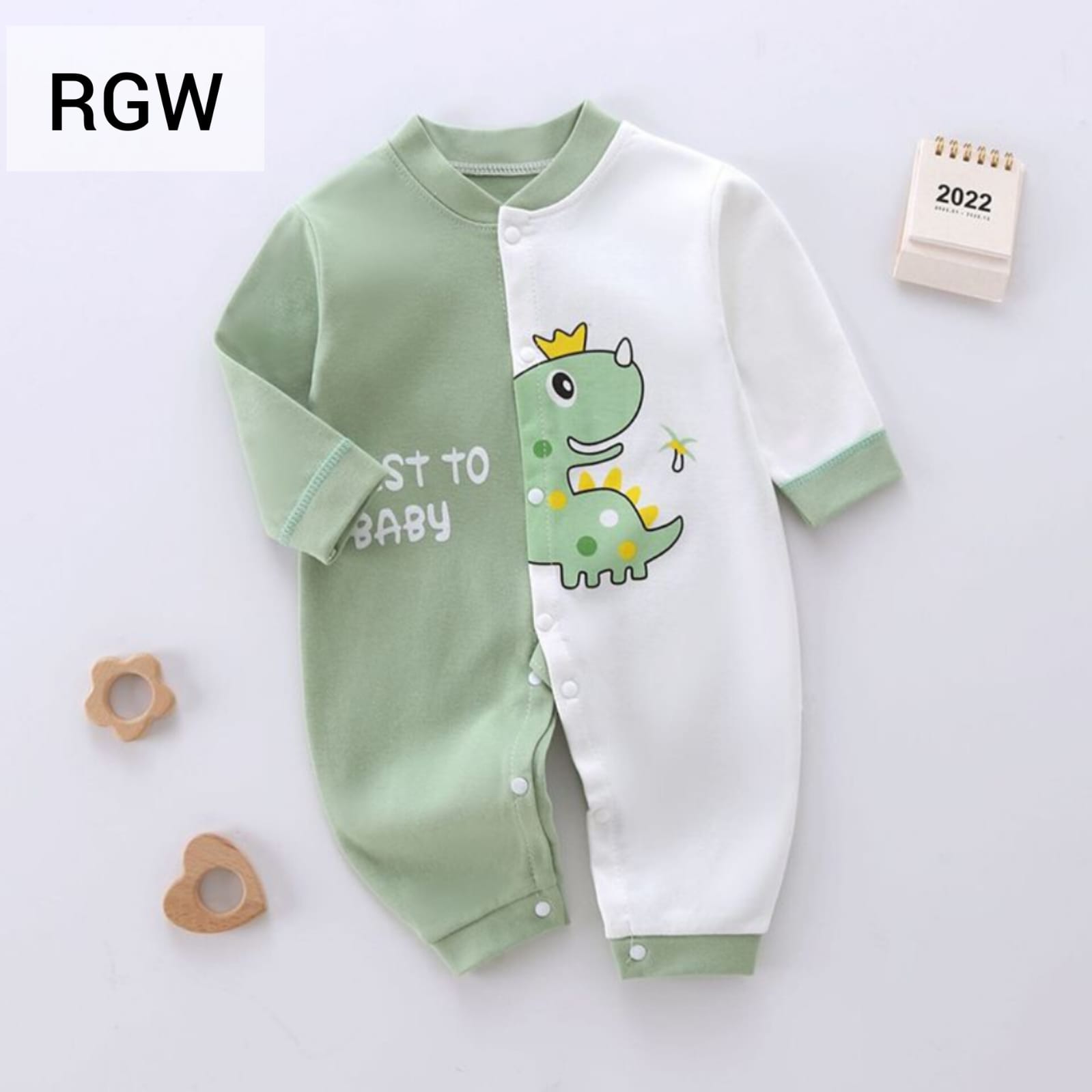 Cotton Romper Green +White Dyno  -RGW -73