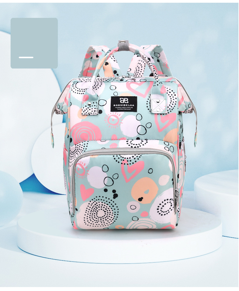 Print Mommy Diaper Bag Green