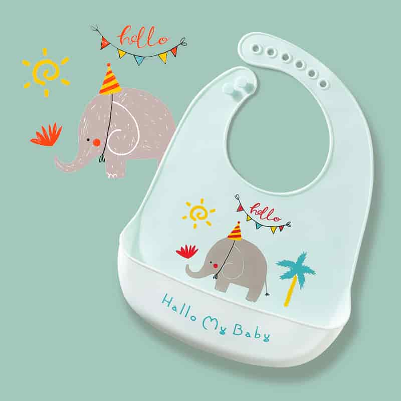 Silicon Bibs Elephant Blue