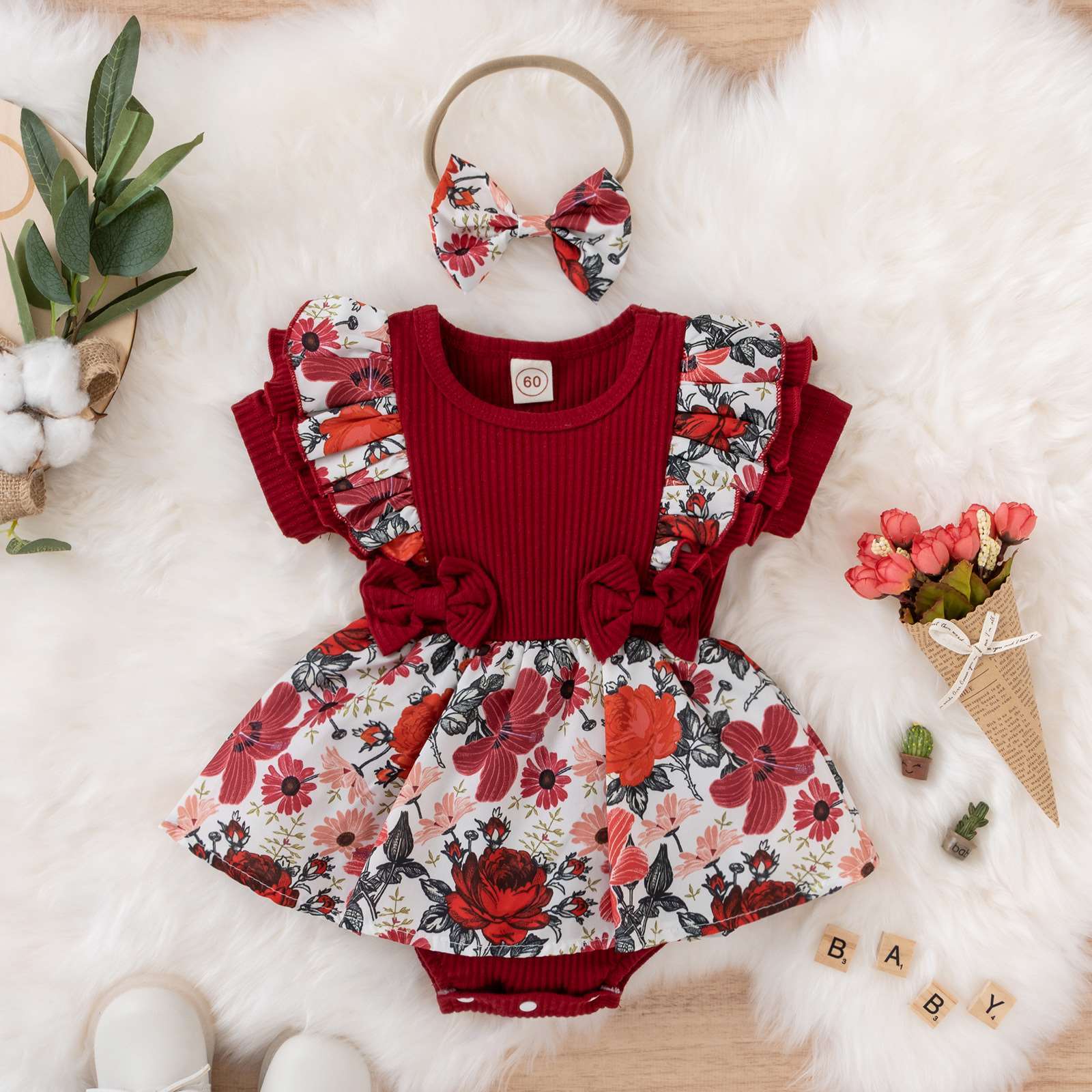 Girl Dress Romper Maroon Little-ROMR -70