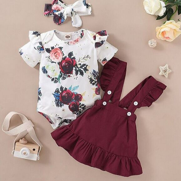 Girl Dress  Romper Maroon -RM-100