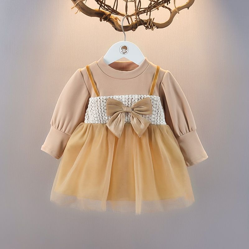 Winter Full Sleeve Girl Dress Brown -XL